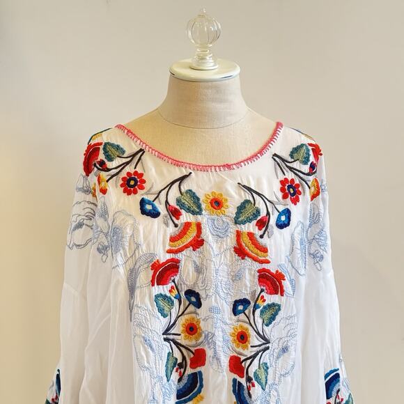 New Johnny Was Cherie Tunic Womens XXL 2X Sheer Floral Bohemian Boho Hippie Chic - Picture 3 of 16